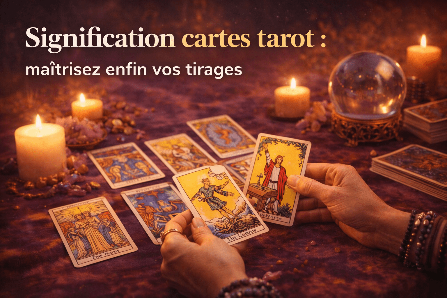 Image à la une : cartes de tarot et étoiles